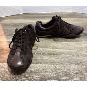Coach Signature Jacquard Suede Sneakers Low Top Brown‎ Womens 6 Katelyn Y2K